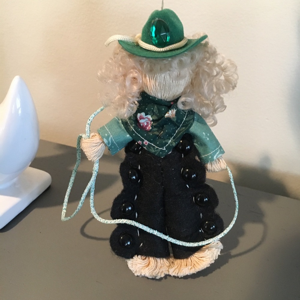 Vintage 1989 Handmade Western Cowgirl Ornament